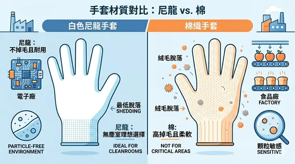 白龍手套為什麼不掉絮？食品業與電子業採購關鍵解析